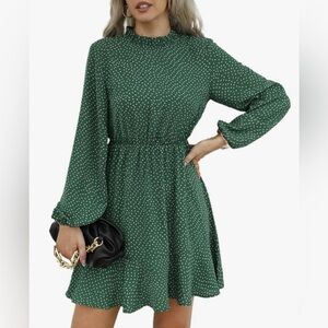 Amazon - Chicstyle brand dress - green with white polka dots